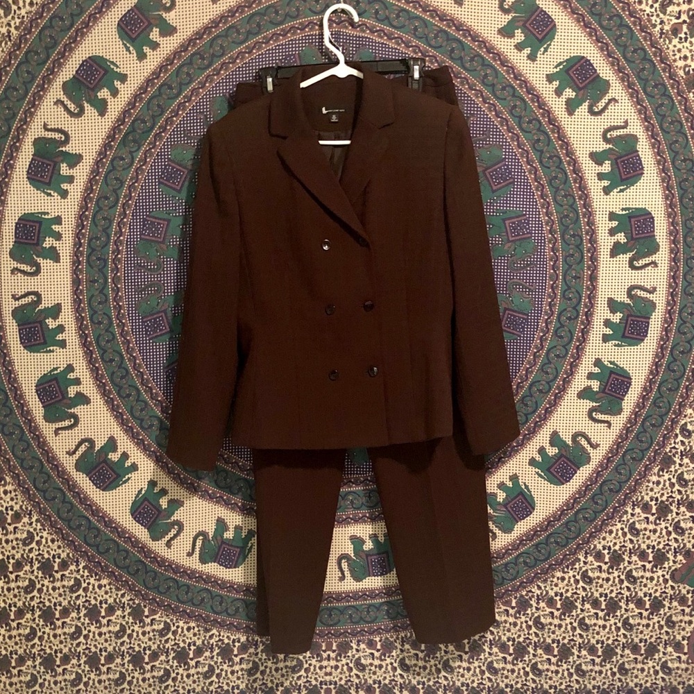 Brown Patterned 2Piece Pant Suit